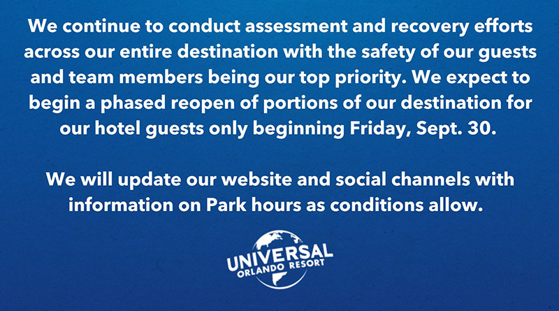 Universal Reopening After Hurricane Ian for Hotel Guests Only